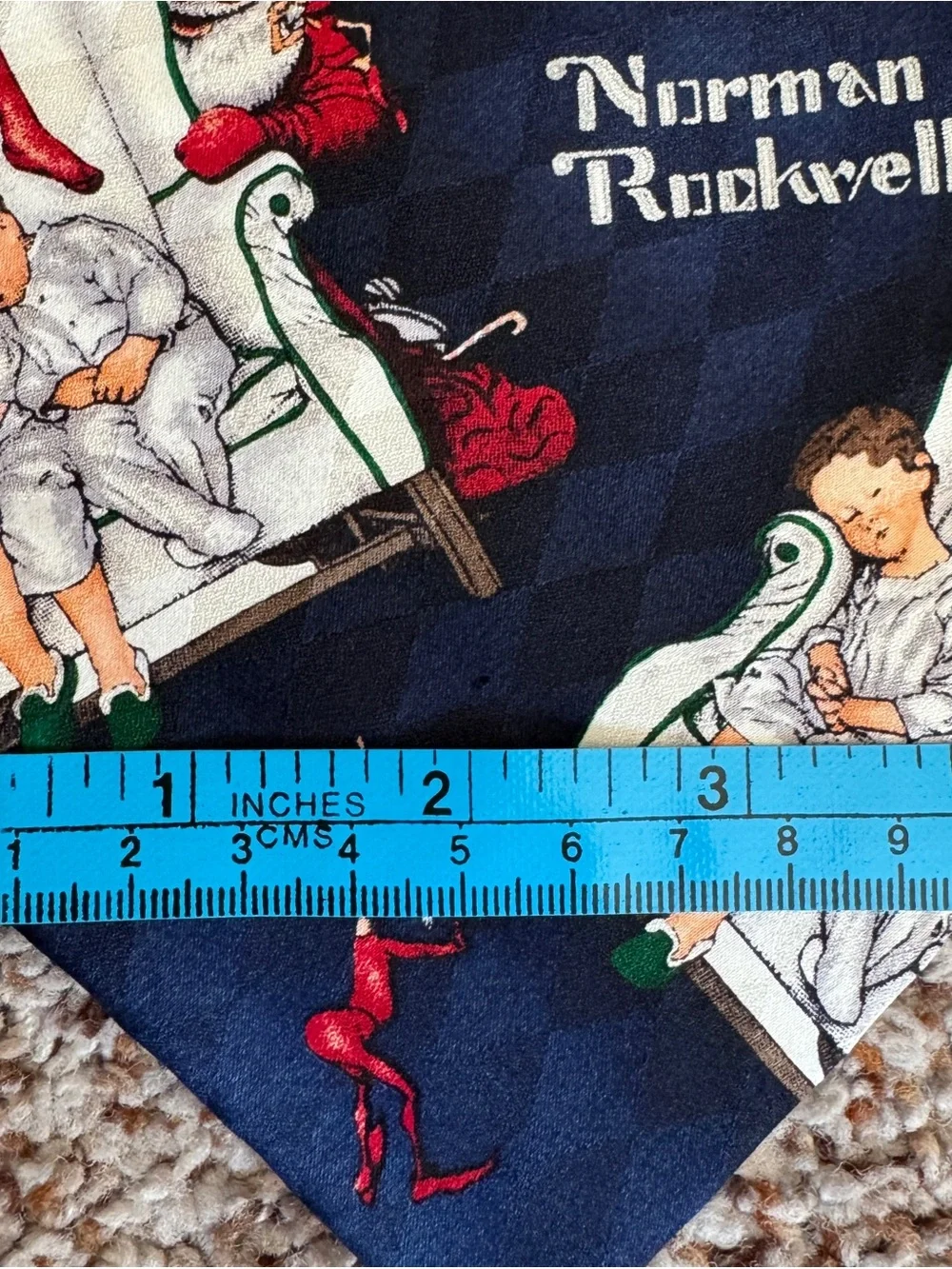 Vintage Norman Rockwell Christmas Silk Tie Santa Hallmark Holiday 57”